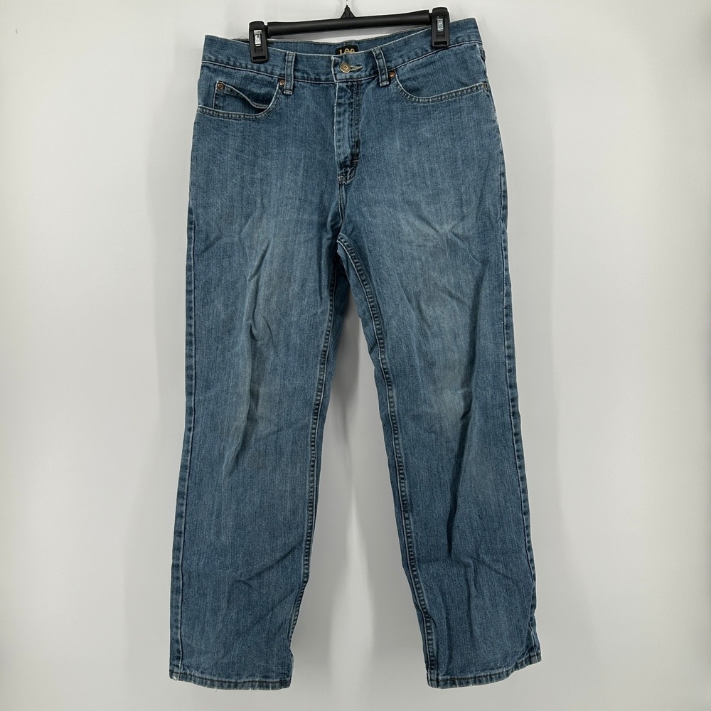 Lee Relaxed Fit Jeans Mens 33x30 Blue Medium‎ Wash 100% Cotton Distressed Work